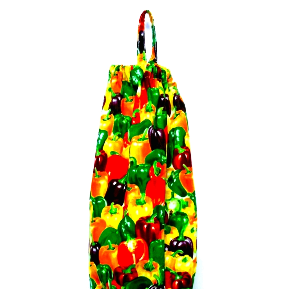 Colorful Bell Peppers Grocery Plastic Bags Holder